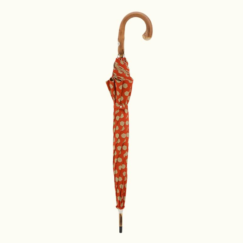 Hexagon Print Fabric Umbrella Chestnut Handle - Umbrella