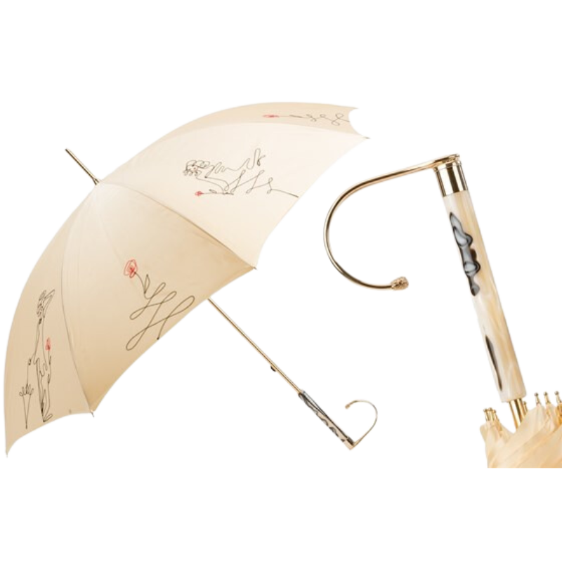 Ivory Sketch Woman Umbrella Double Cloth - Umbrella