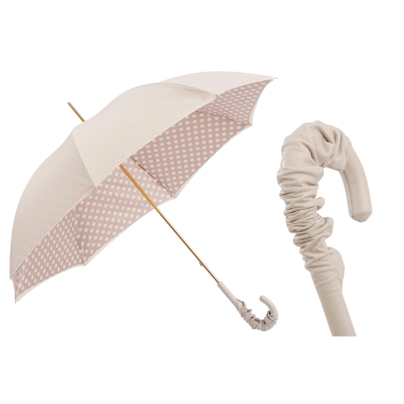 Ivory Umbrella with Dots Double Cloth - Umbrella