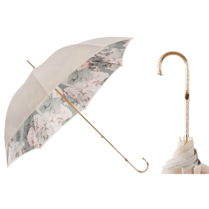 Ivory Umbrella with Flowers Inside - Umbrella