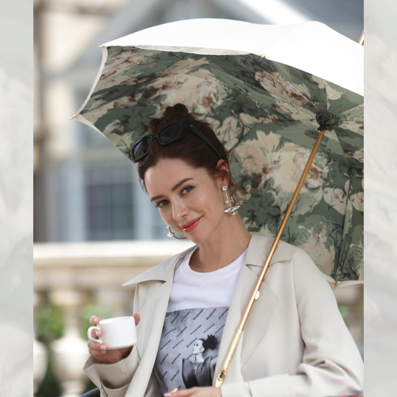 Ivory Umbrella with Flowers Inside - Umbrella