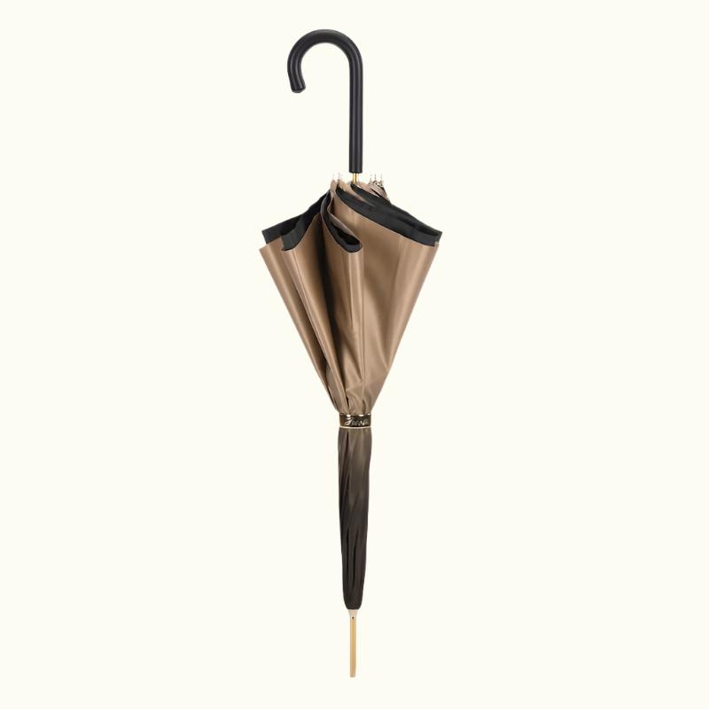 Ivory Umbrella with Striped Interior Double Cloth - Umbrella