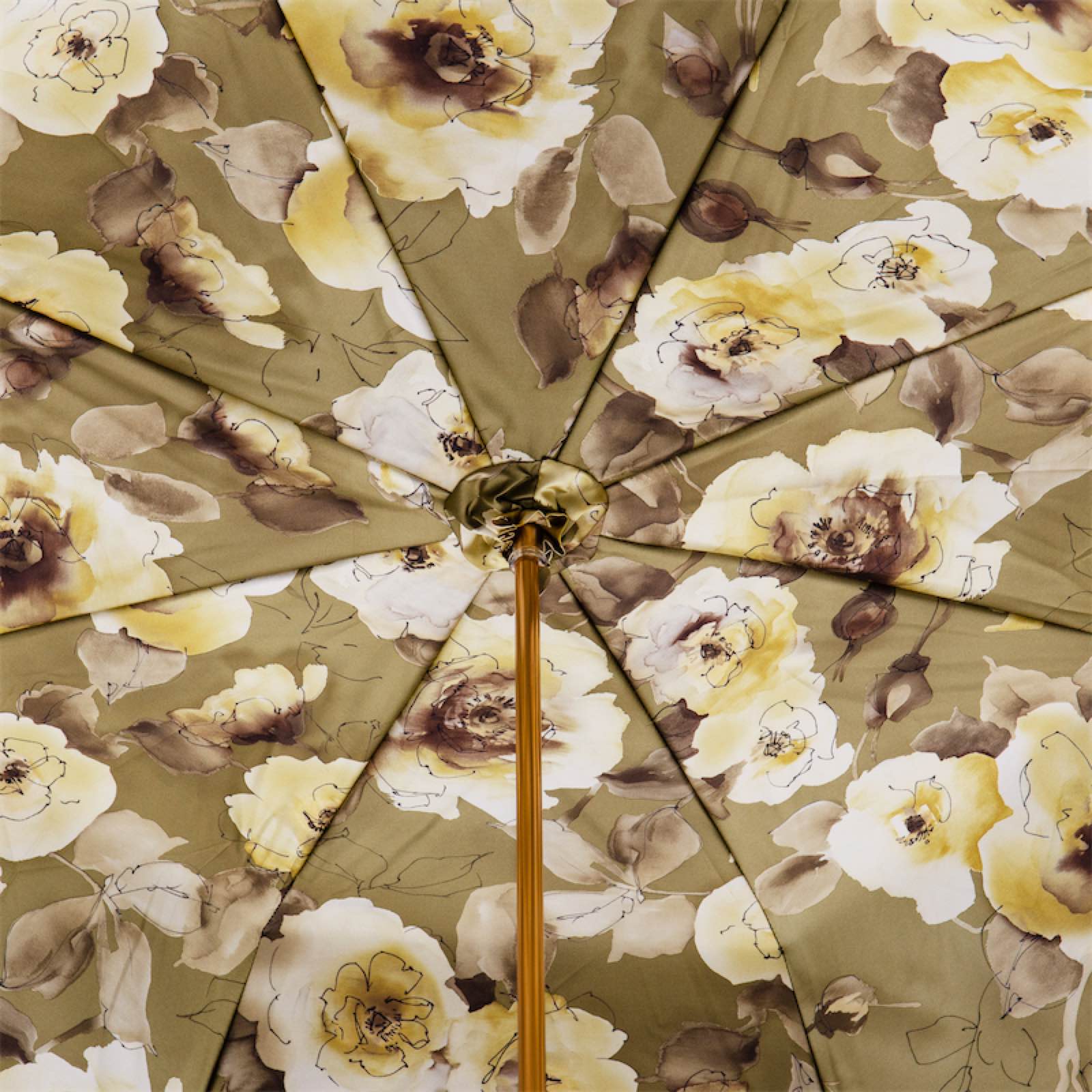 Khaki Umbrella with Flowers and Glitter - Umbrella