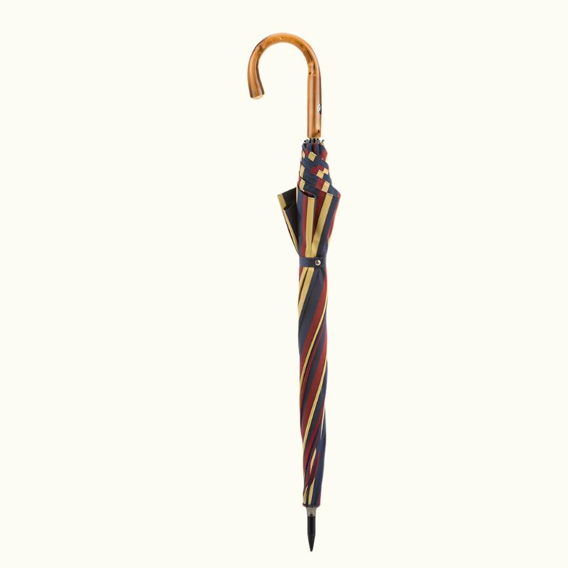 Large Striped Umbrella Chestnut Handle - Umbrella