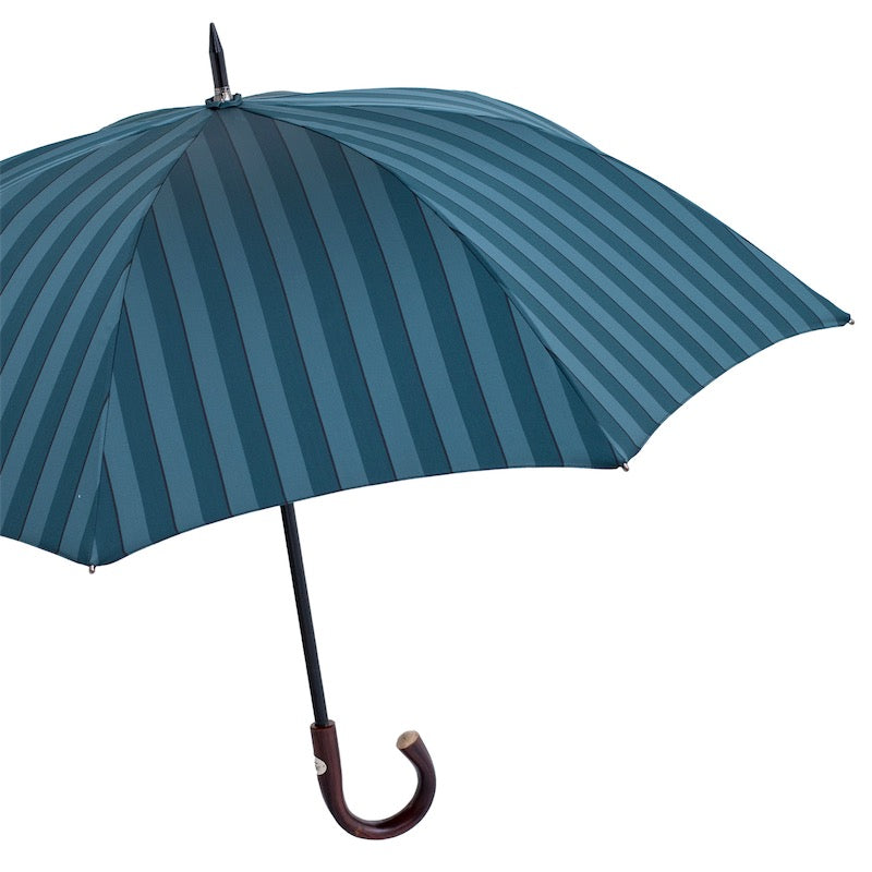 Large Striped Umbrella Dark Chestnut Handle - Umbrella