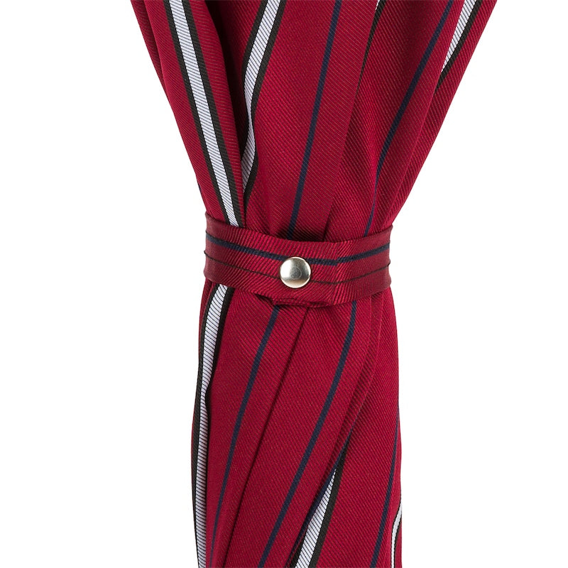 Large Striped Umbrella Leather Handle - Umbrella