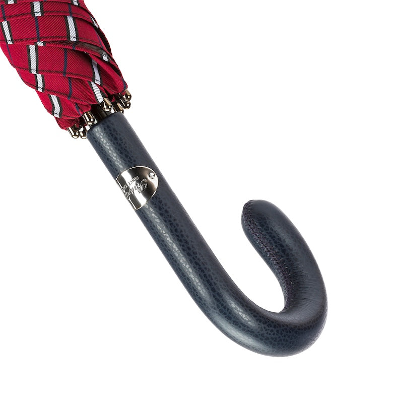 Large Striped Umbrella Leather Handle - Umbrella