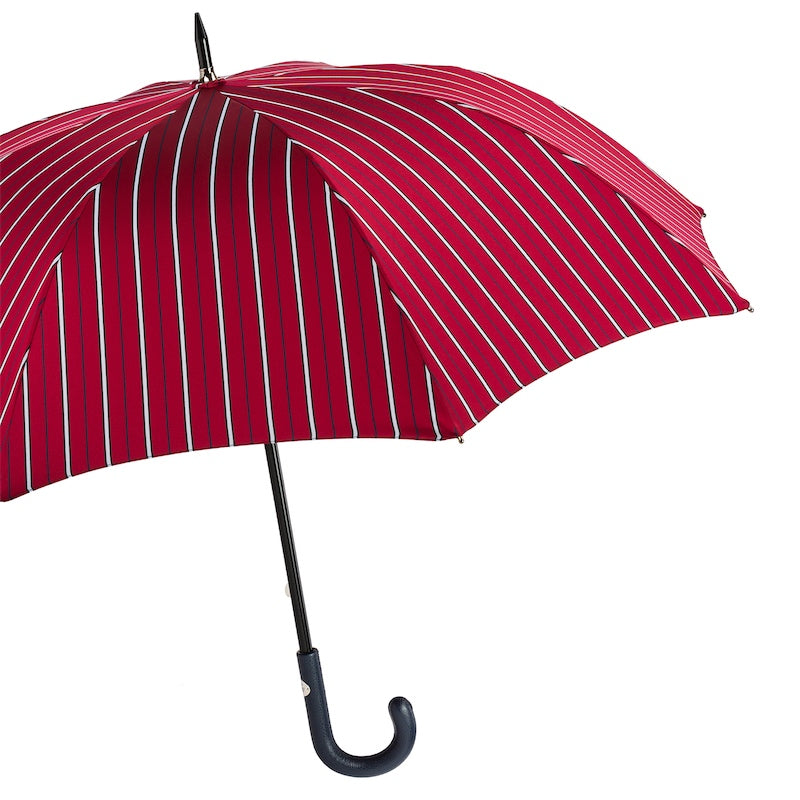 Large Striped Umbrella Leather Handle - Umbrella