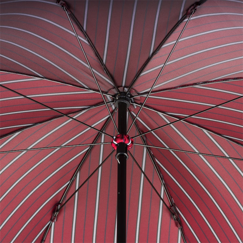 Large Striped Umbrella Leather Handle - Umbrella