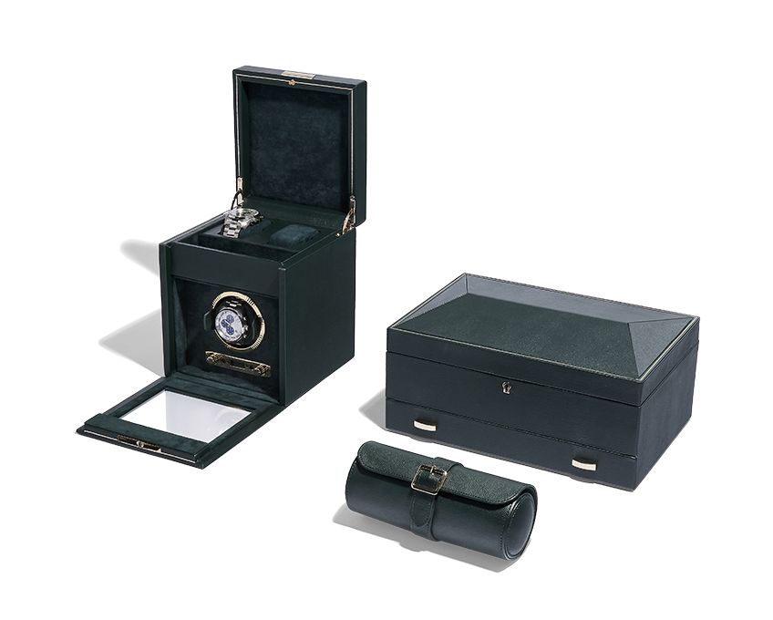 BRITISH RACING SINGLE WATCH WINDER WITH STORAGE BLACK