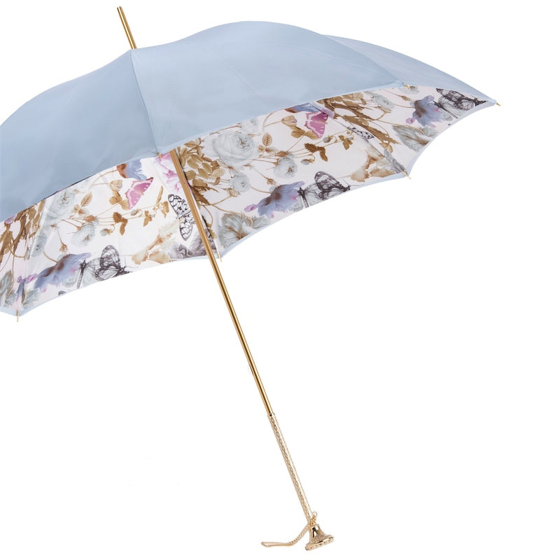 Light Blue Nature Umbrella with Butterflies - Umbrella