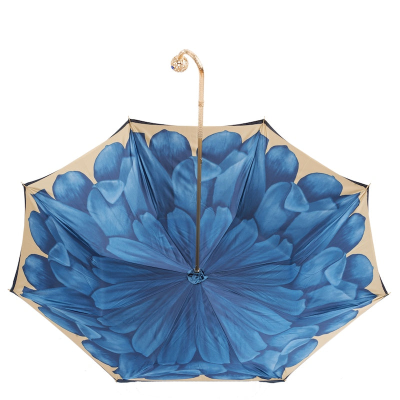 Luxury Blue Dahlia Umbrella Double Cloth - Umbrella