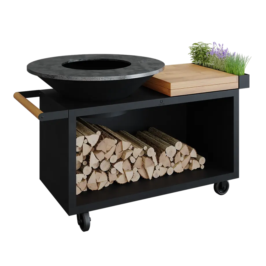 OFYR GRILL Island Black 100 PRO Teak Wood