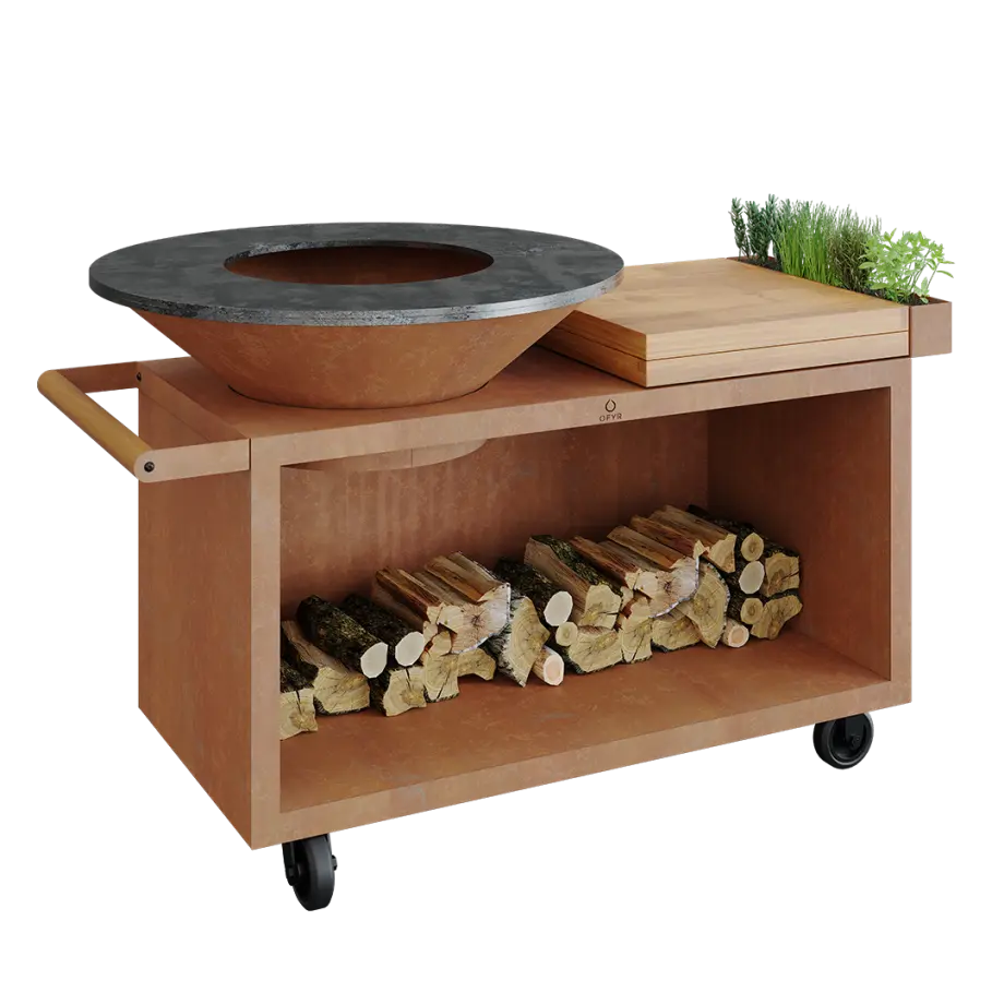 OFYR GRILL Island Corten 100 PRO Teak Wood