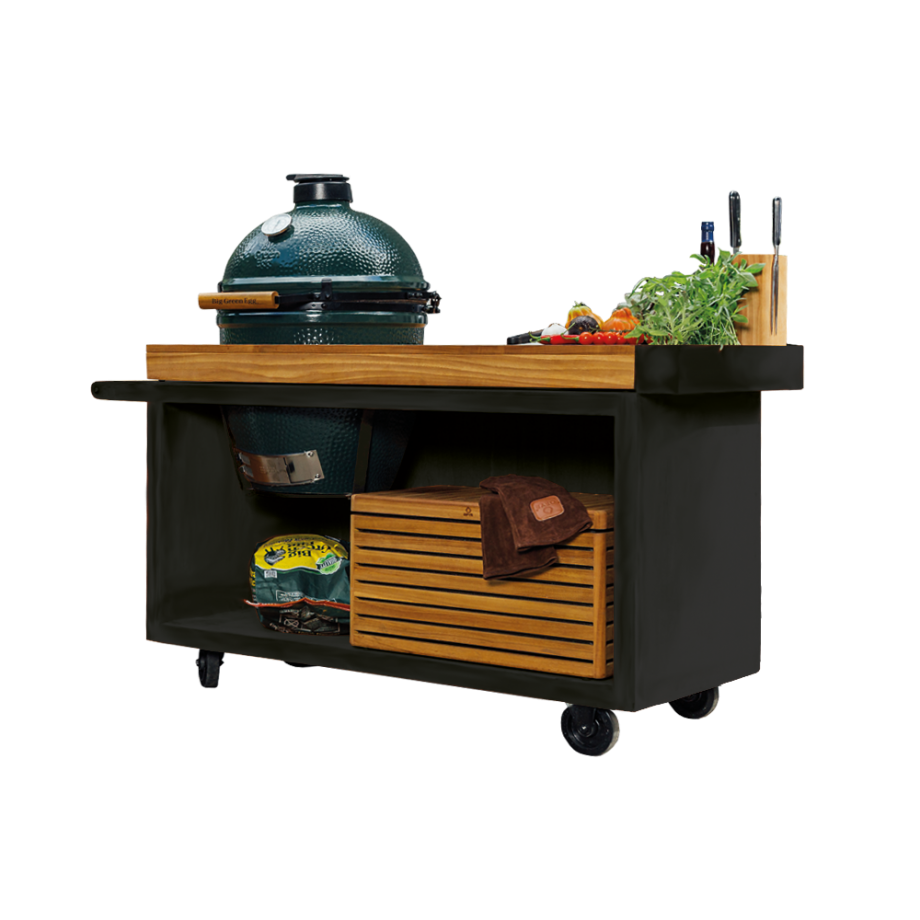 OFYR Grill kamado table Black Teak wood base