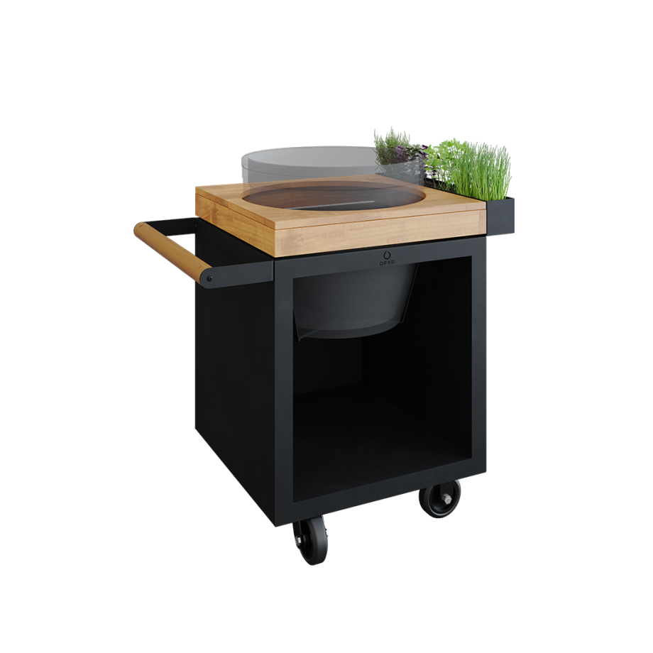 OFYR Grill Kamado Table Black 65 PRO Teak Wood Base