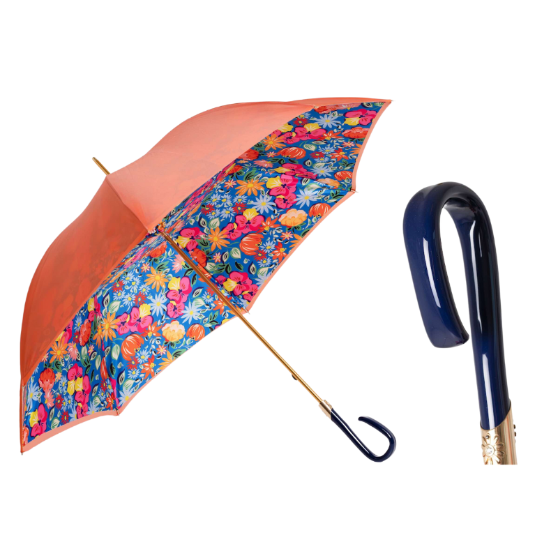 Orange Umbrella with Flowers - Umbrella