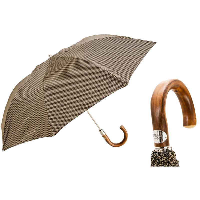 Pied de Poule Mens Folding Umbrella - Umbrella