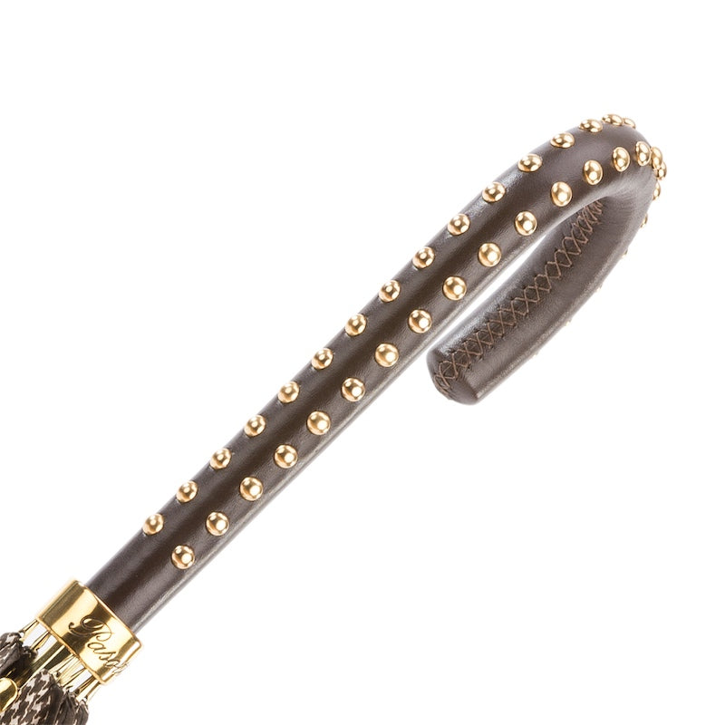 Pied de Poule Umbrella with Studded Leather Handle