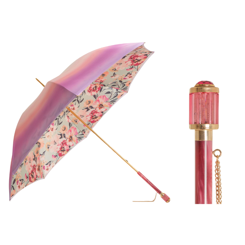 Pink Ombre Umbrella and Flowers inside - Umbrella