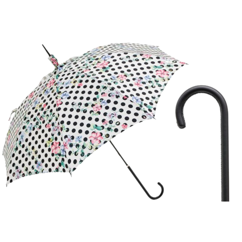 Polka Dot Parasol with Flowers - Umbrella