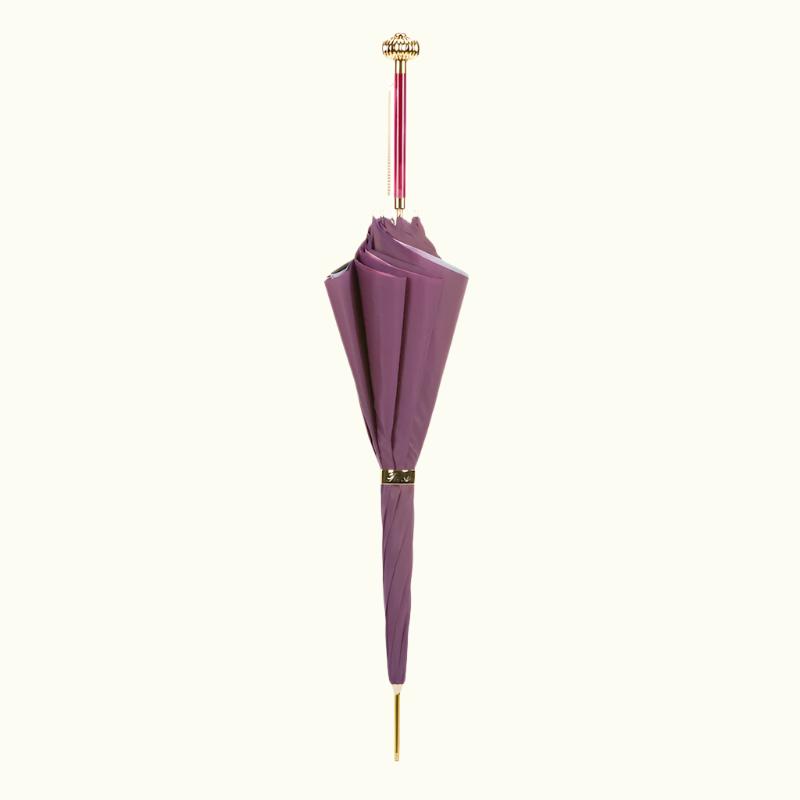 Purple Umbrella With Roses Printed Interior Double Cloth