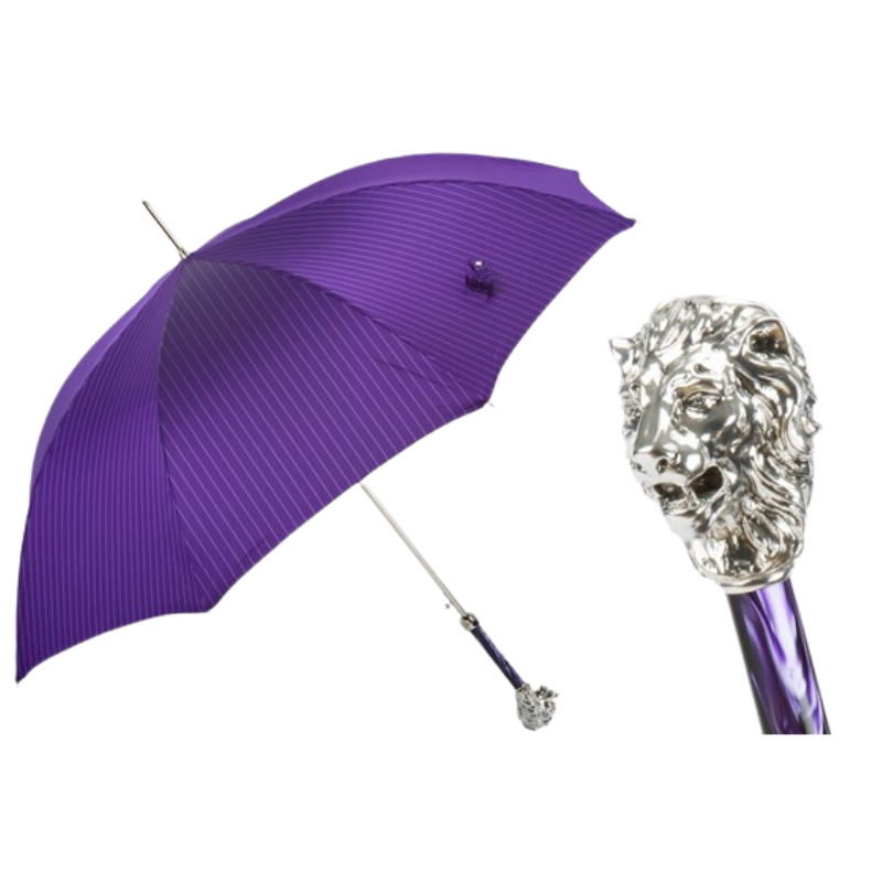 Purple Umbrella with Silver Lion Handle - Umbrella