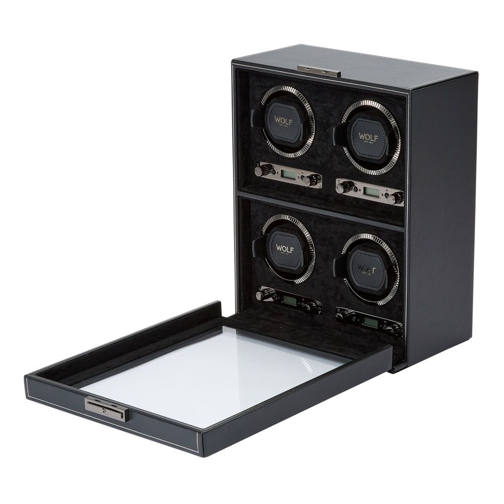 British Racing 4 Piece Watch Winder BLACK