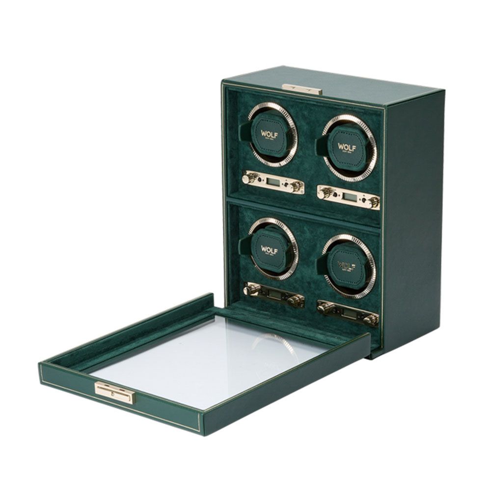 British Racing 4 Piece Watch Winder GREEN