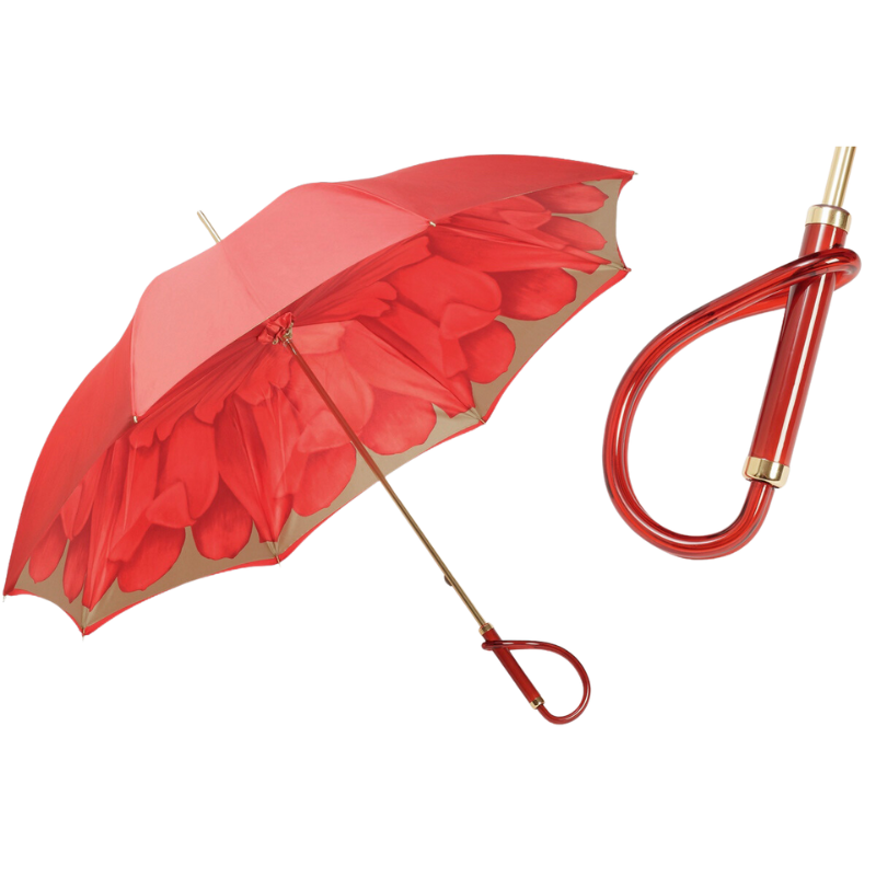 Red Dahlia Umbrella Double Cloth - Umbrella