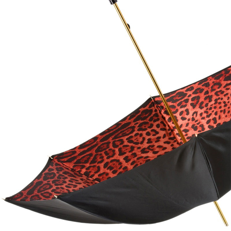 Red Leopard Print Umbrella Double Cloth - Umbrella