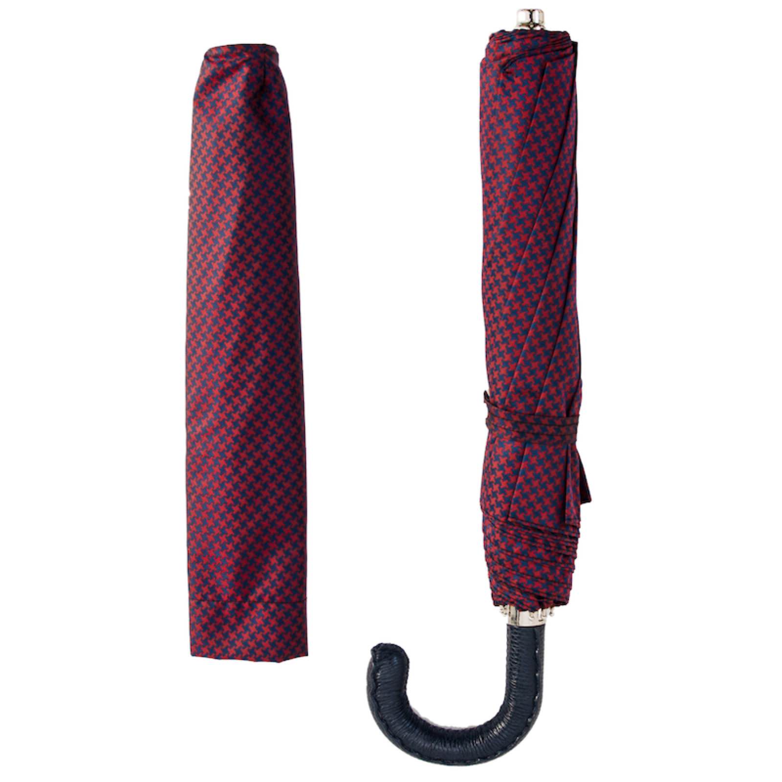 Red & Navy Pied de Poule Folding Umbrella - Umbrella