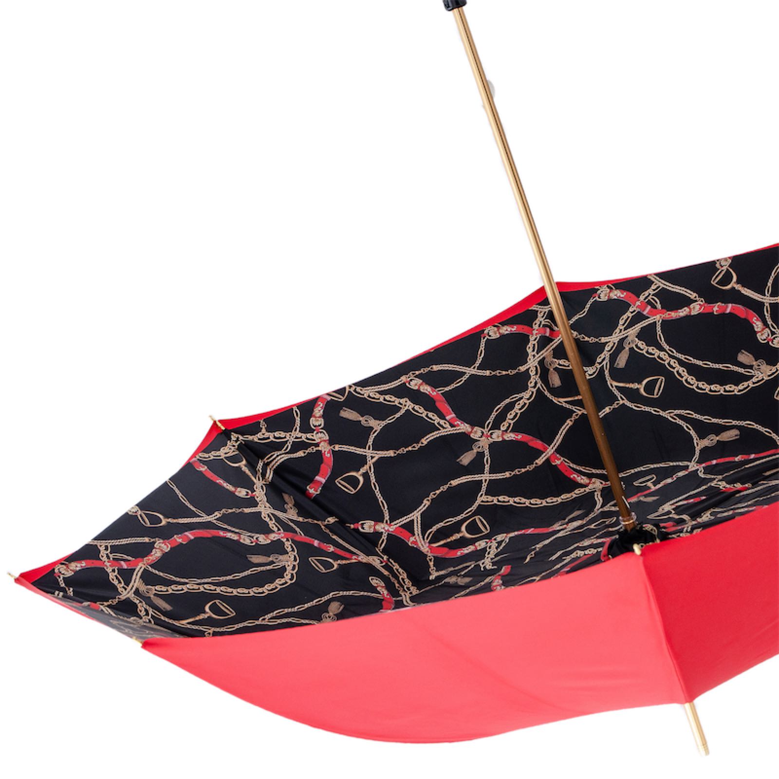 Red Umbrella with Bridles Print Double Cloth - Umbrella