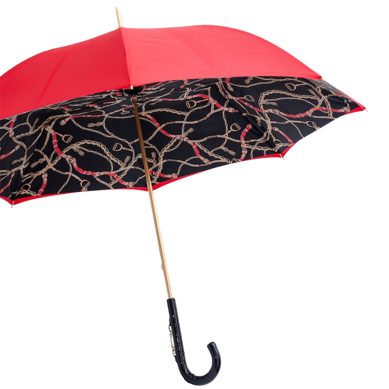 Red Umbrella with Bridles Print Double Cloth - Umbrella