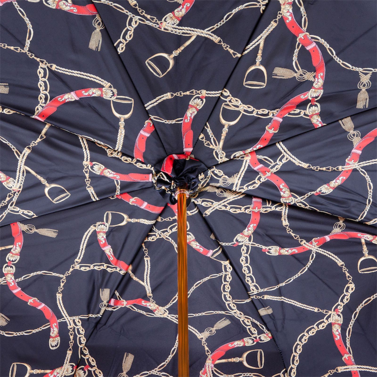 Red Umbrella with Bridles Print Double Cloth - Umbrella