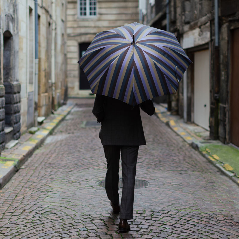 Solid Chestnut Striped Umbrella with Knob End - Umbrella