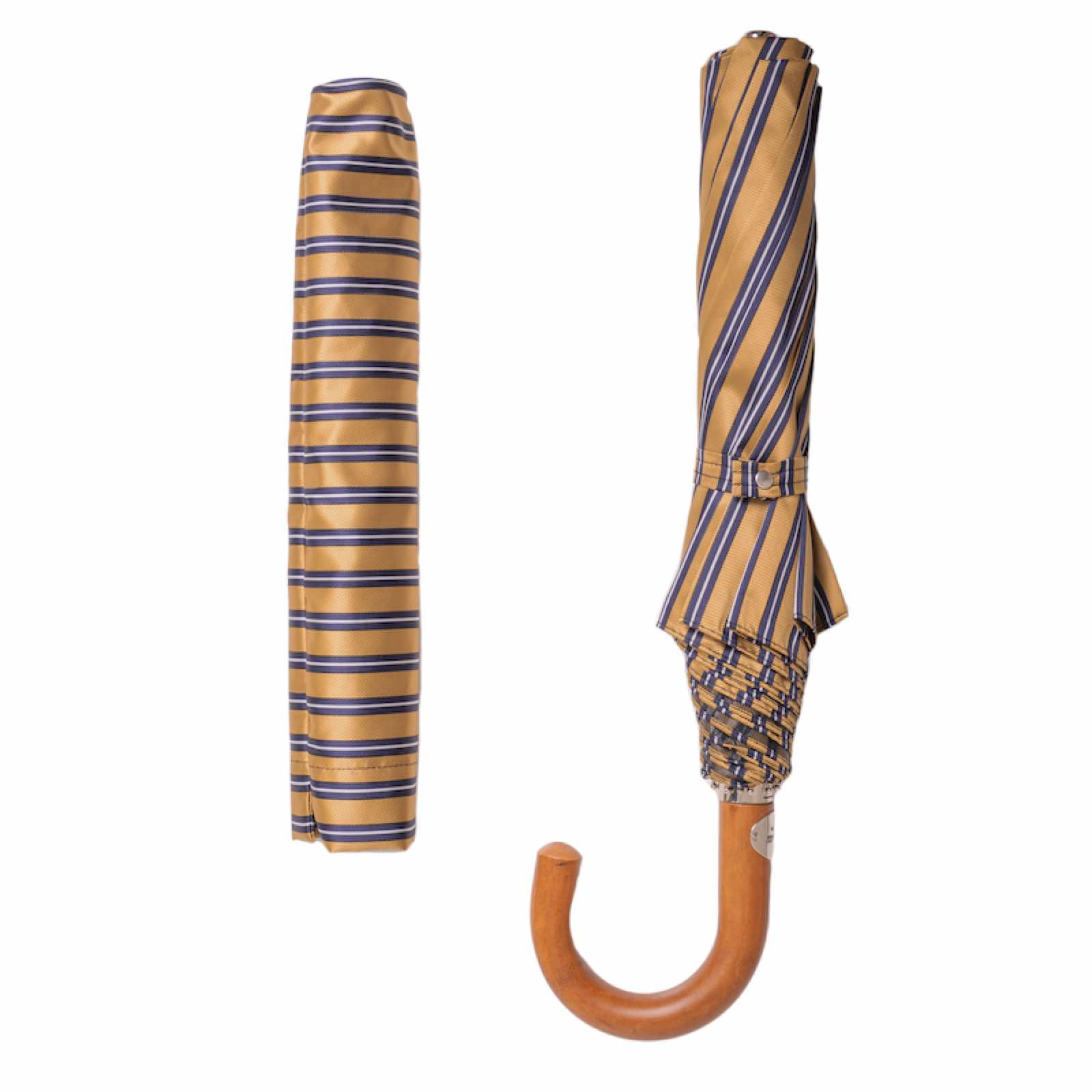 Striped Ocher Folding Umbrella - Umbrella