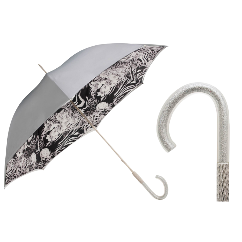 Umbrella Animalier with Silver Roses - Umbrella