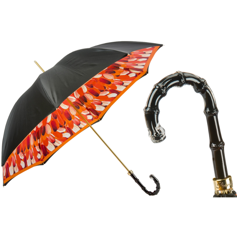 Umbrella with Orange Brush Strokes Double Cloth - Umbrella