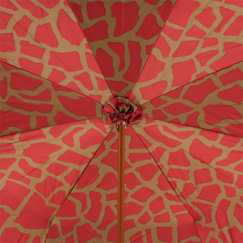 Umbrella with Red Giraffe Print Interior Double Cloth