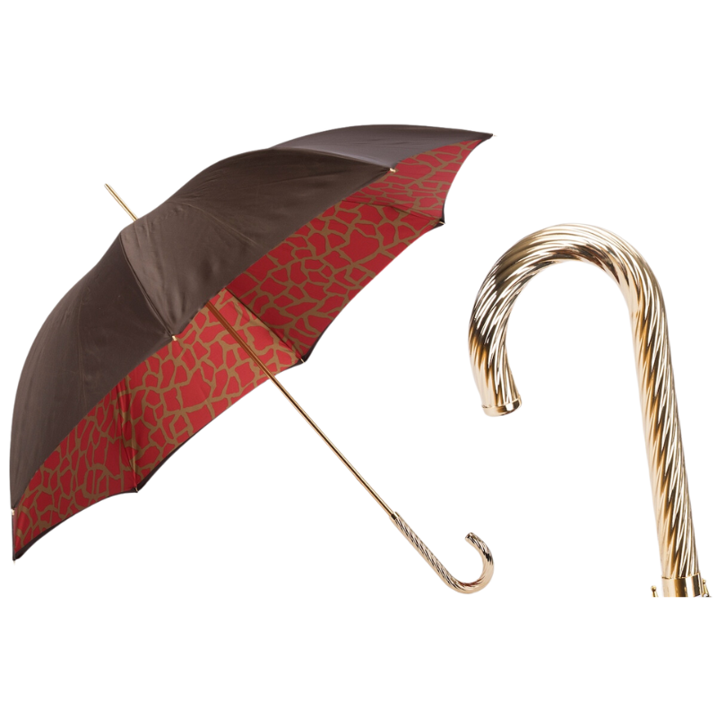 Umbrella with Red Giraffe Print Interior Double Cloth