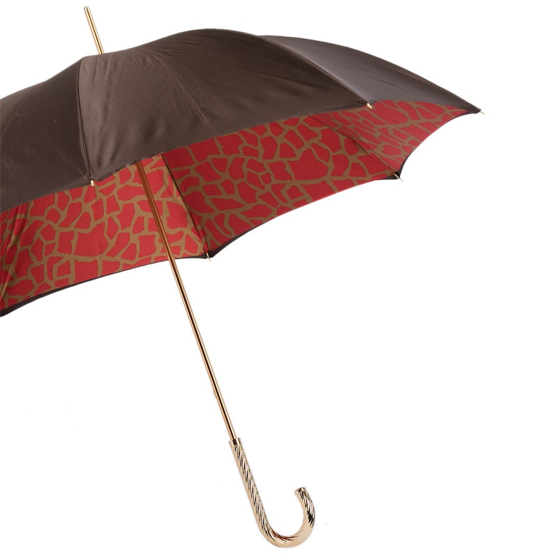 Umbrella with Red Giraffe Print Interior Double Cloth