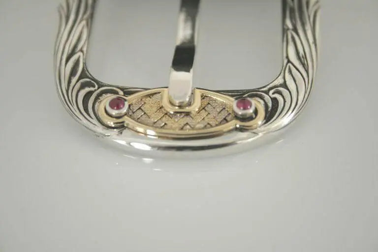 Buckle in Sterling Silver 925 and brown Diamonds an two rubins