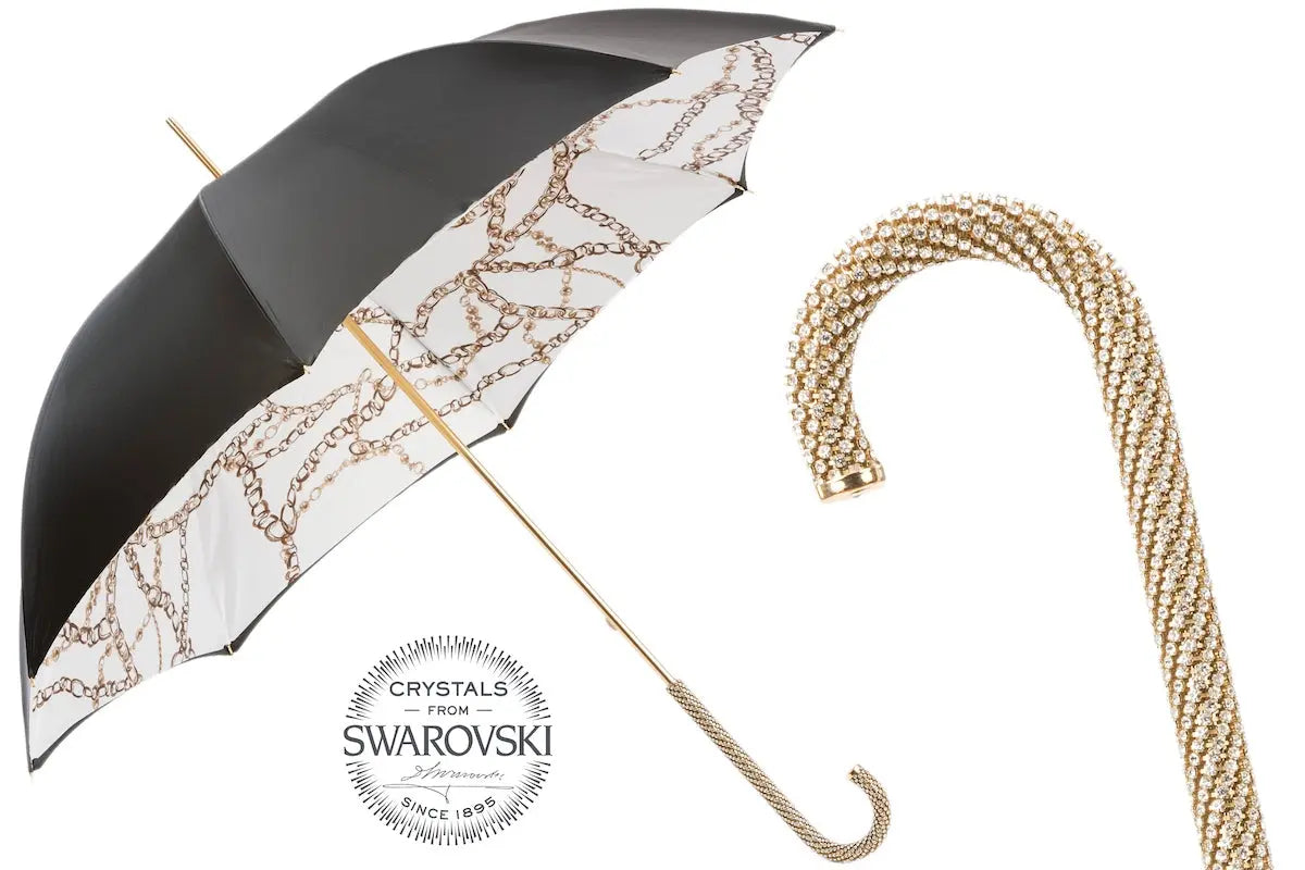 Chains Printed Interior Black Umbrella