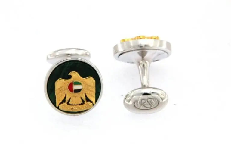 Cufflinks in sterling silver with United Arab Emirates coat of arms in gold plated silver