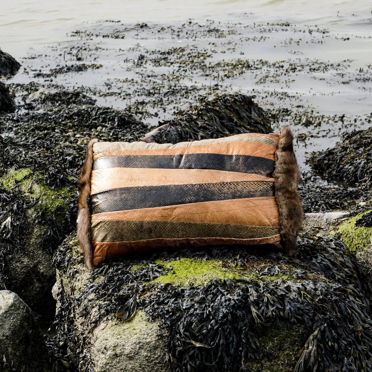 Fish Leather Pillow Golden Chocolates by DeLeo One