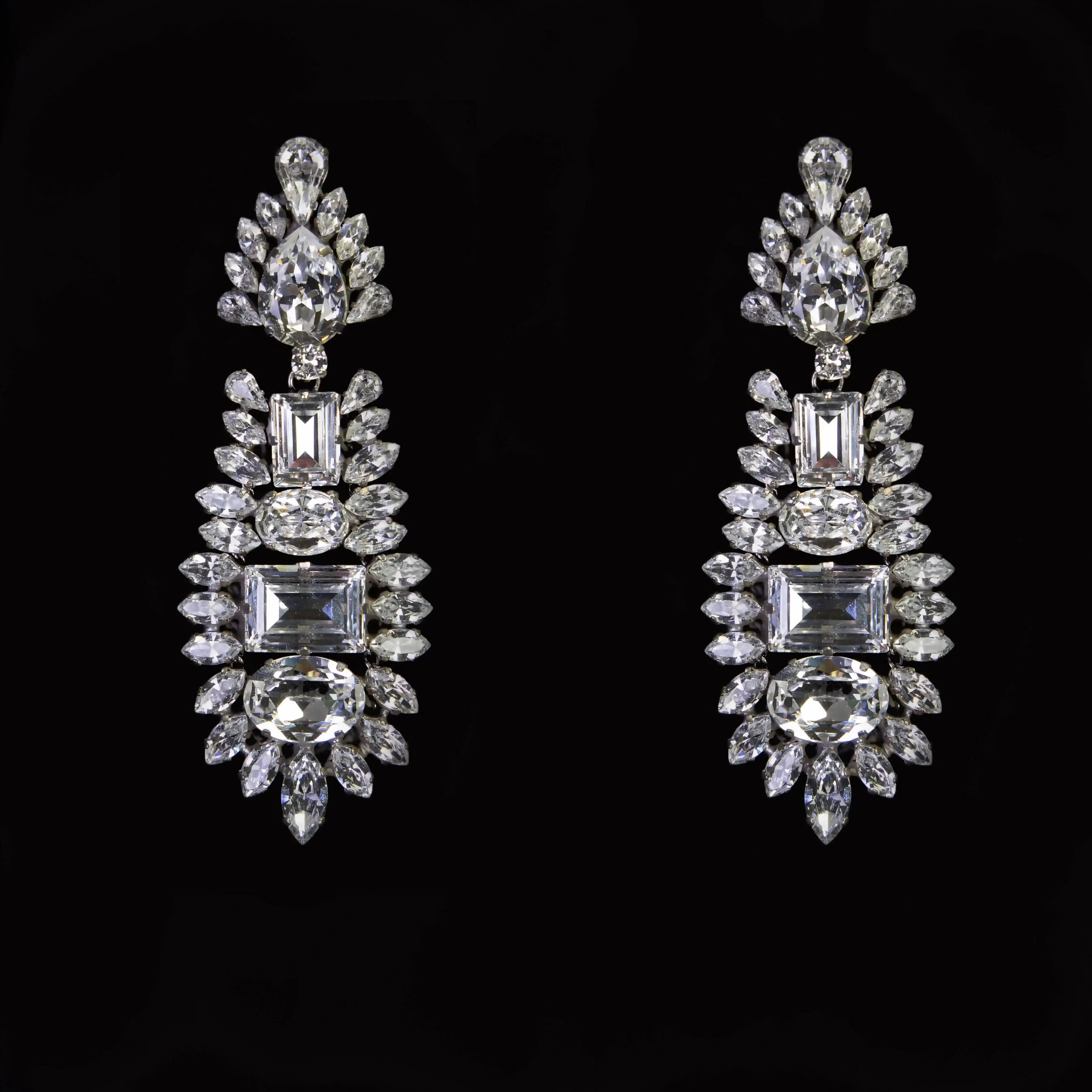 Luxury chandelier earrings made with Swarovski crystals 