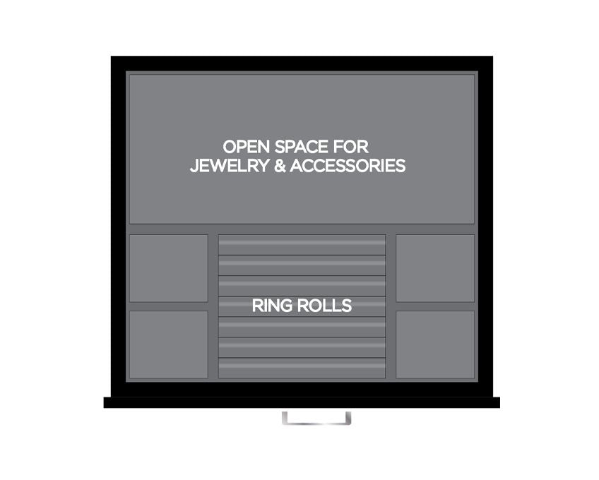 WOLF Tray Layout with Open Space for Jewelry &amp; Accessories and Ring Rolls