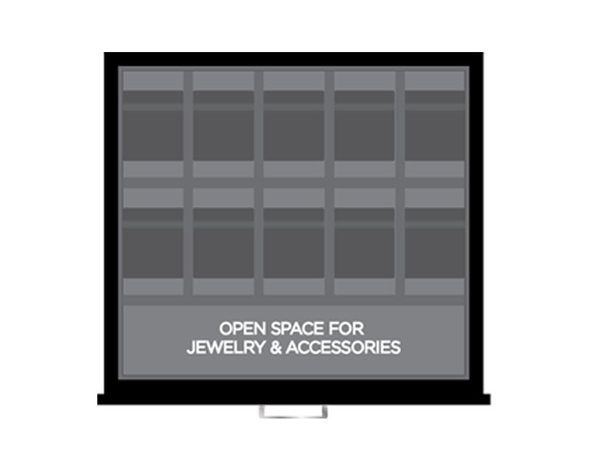 "WOLF Organizational Tray Design - Featuring Grid Compartments and Open Space for Jewelry &amp; Accessories Storage